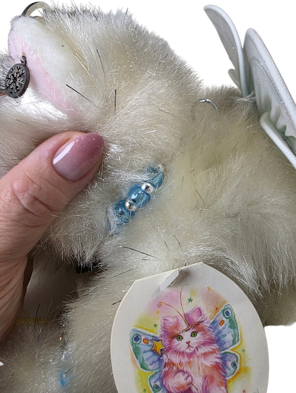 Vintage Catapillers Plush White Cat Toy with Pink Nose and Blue Eyes NWT - Picture 15 of 16